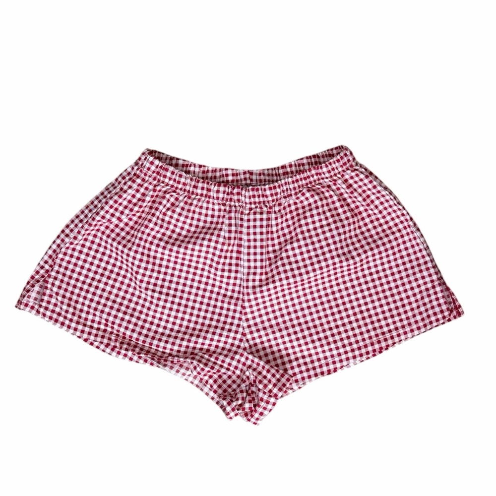 Better Together 100% Cotton Red White Gingham Plaid Boxer Shorts Size XS